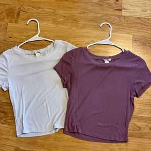 Cute shirt set! Two tops white and purple